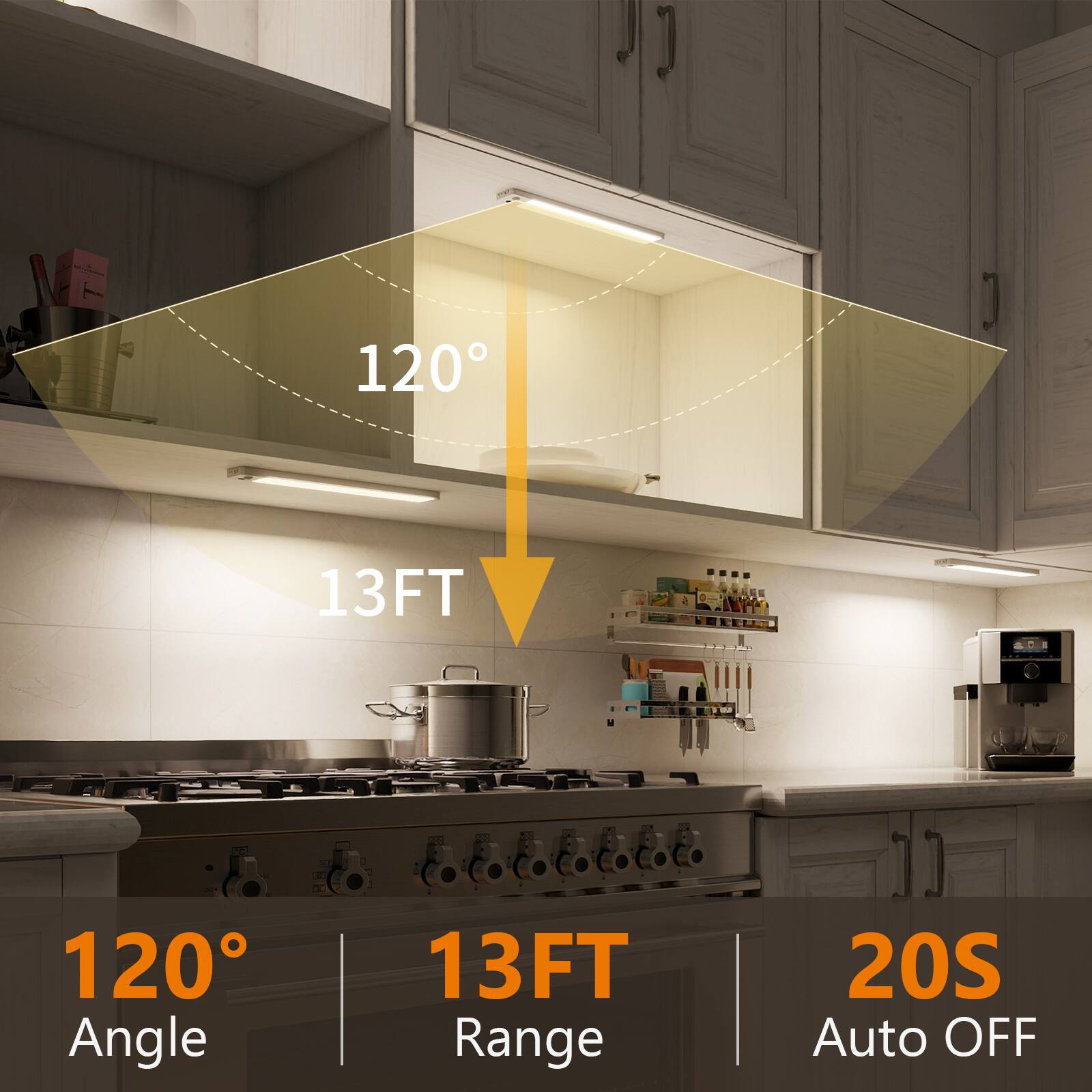 120° Angle  
13FT Range  
20S Auto OFF