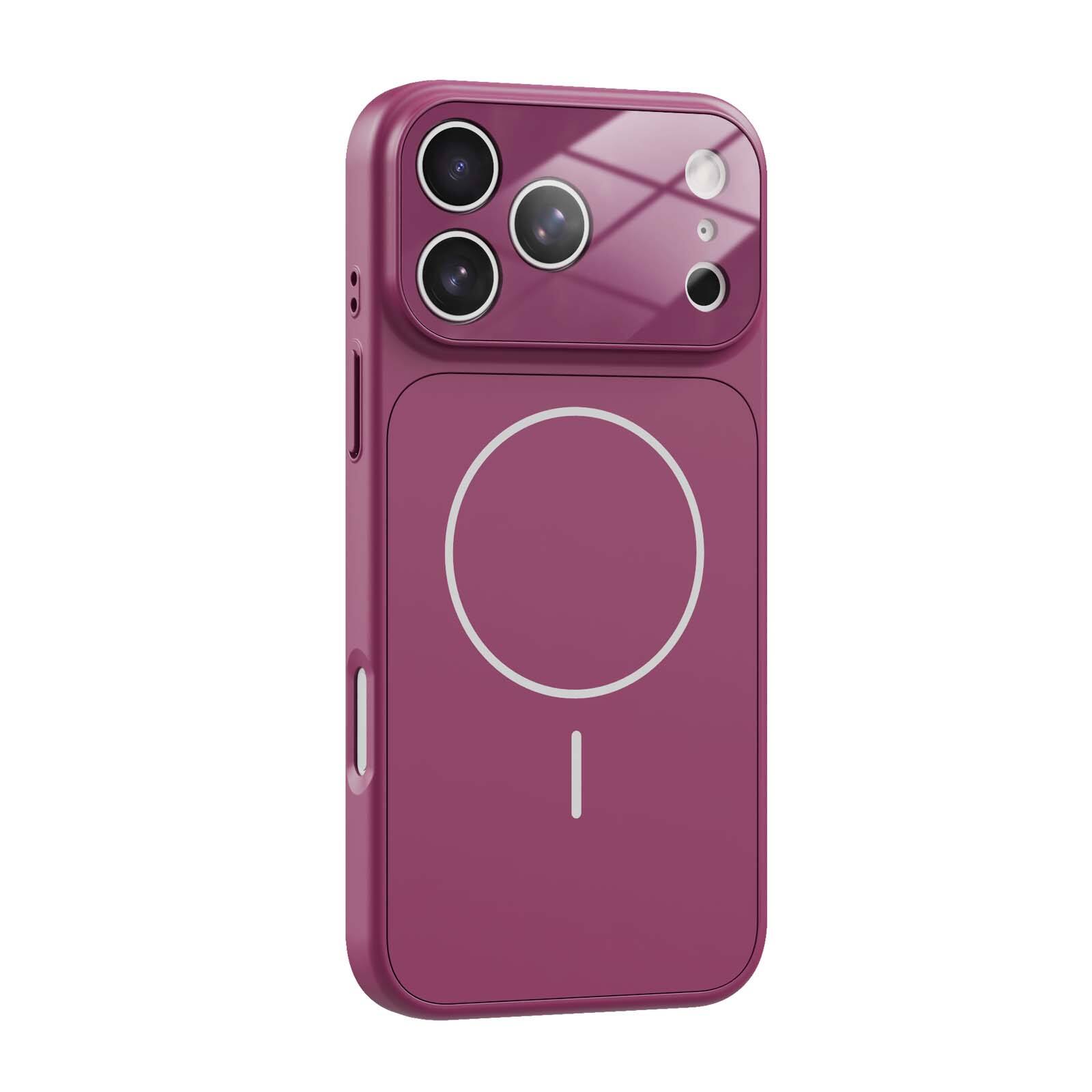 Front. UUCOVER - Magnetic Case for Apple iPhone 17 Pro with Full Camera Lens Protector Cover, Compatible with MagSafe, Frosted Back Shell - Cherryred.