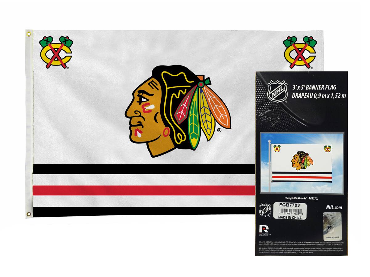 3'x5' BANNER FLAG  
DRAPPEAU 0,9 m x 1,52 m  
NHL  
Chicago Blackhawks  
FG87703  
NHL.com  
MADE IN CHINA