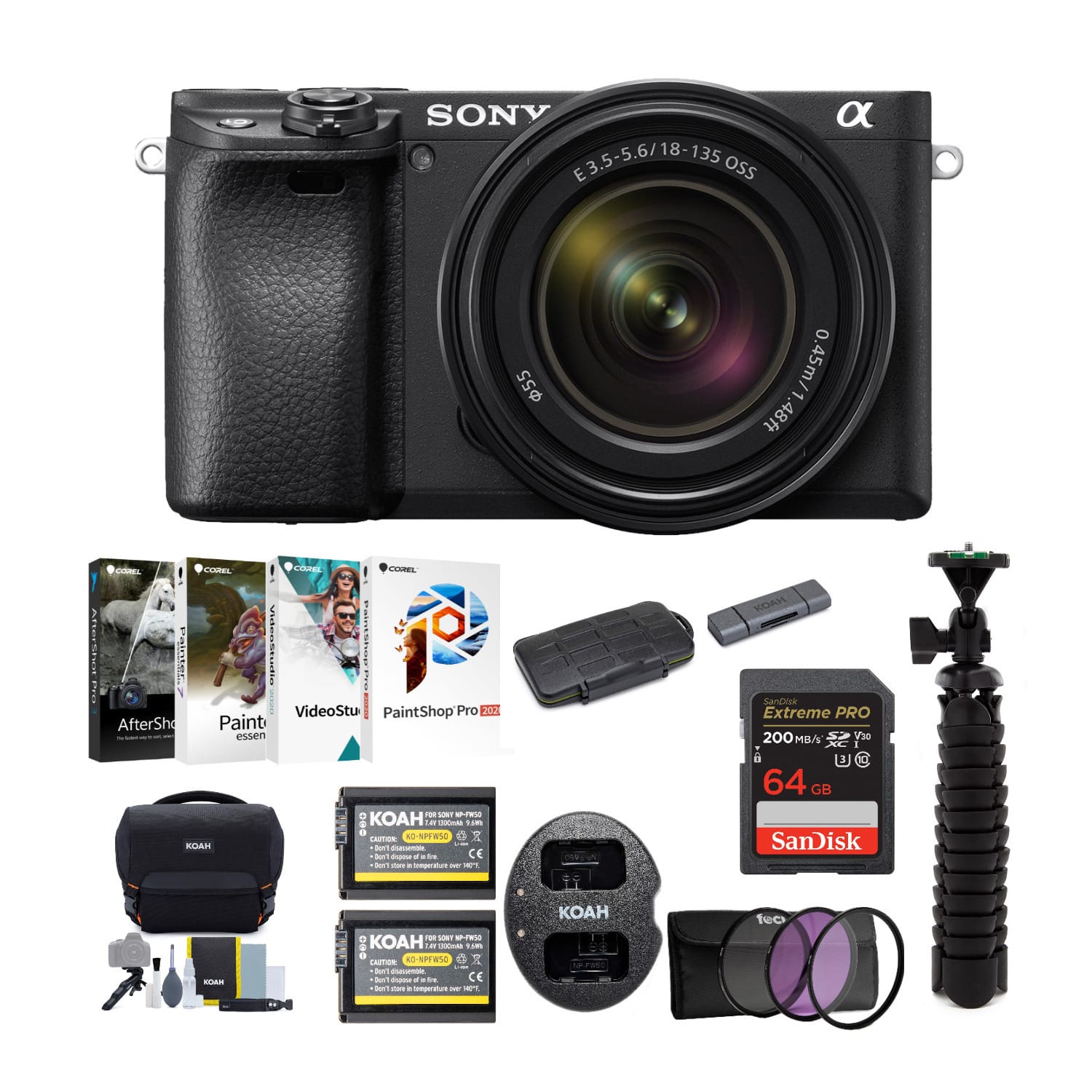 Sony - a6400 Mirrorless Digital Camera with 18-135mm Lens Bundle - Black