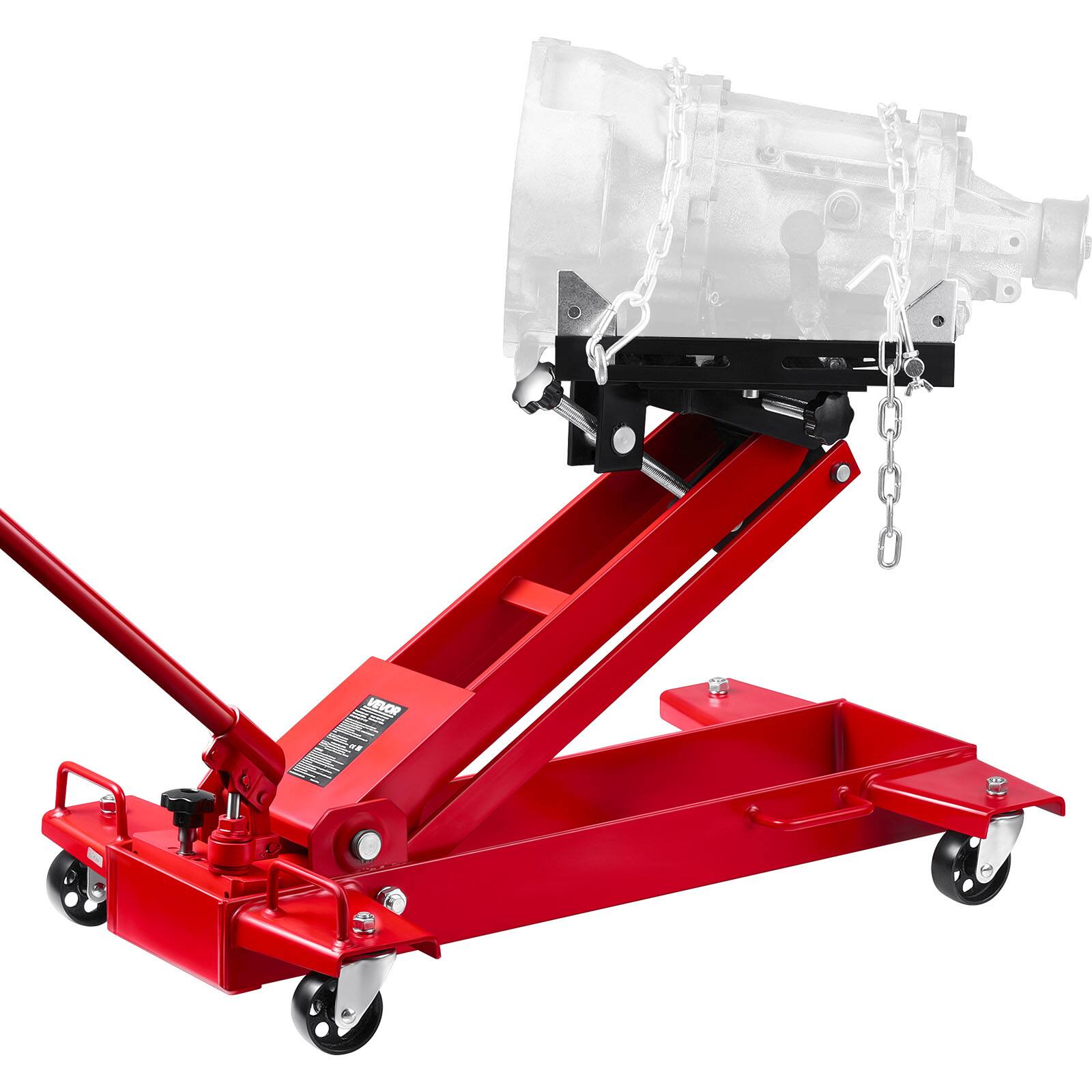 Alt View 5. VEVOR - Low Profile Floor Jack, 2200 lbs / 1 Ton Lifting Capacity Telescoping Transmission Floor Jack, 7.28-27.6 in Lifting - Black;Red.
