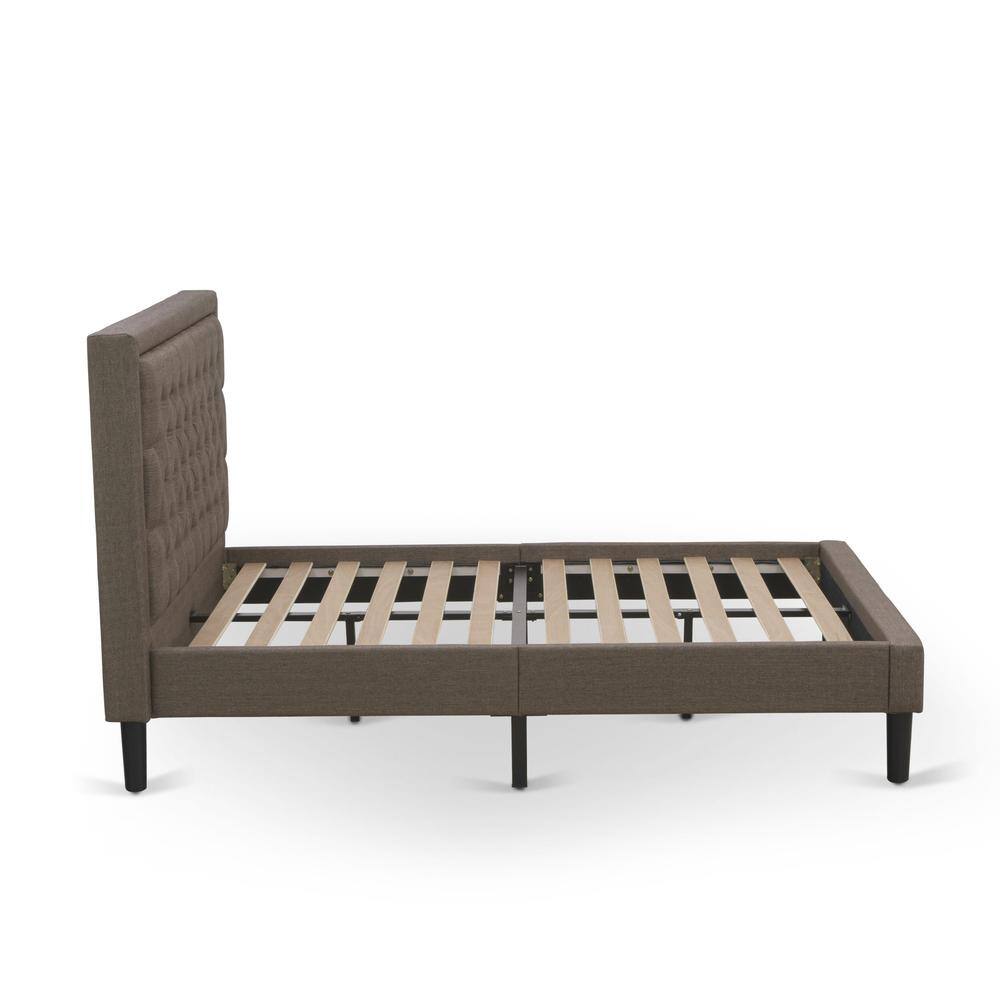 Left. East West Furniture - KD18F-1VL06 2 Piece Wooden Bedroom Set - Wood Bed Frame Brown Headboard with 1 Nightstand - Black Finish Legs - Brown.