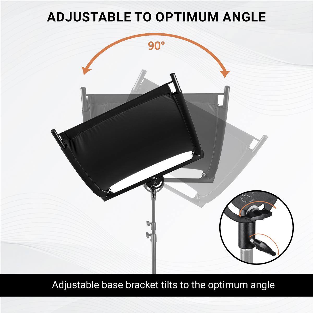 ADJUSTABLE TO OPTIMUM ANGLE

90°

Adjustable base bracket tilts to the optimum angle