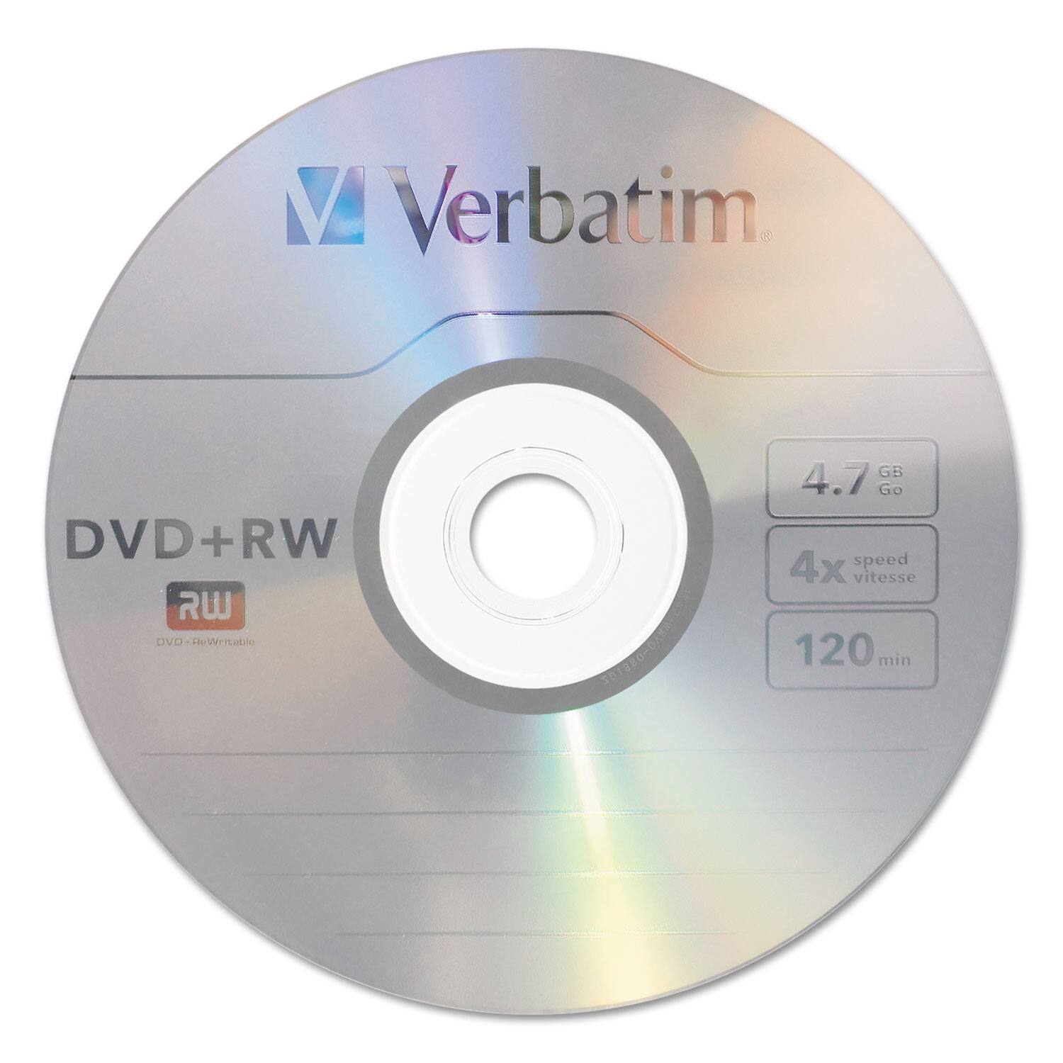 Verbatim  
DVD+RW  
RW  
DVD-Rewritable  
4.7 GB  
4x speed  
120 min