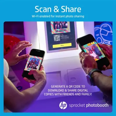 HP Sprocket Photobooth 3" x 4" Color Photo Printer (White) with Touch Screen, LED Ring Light & Wi-Fi White HPISPPBW - Best Buy