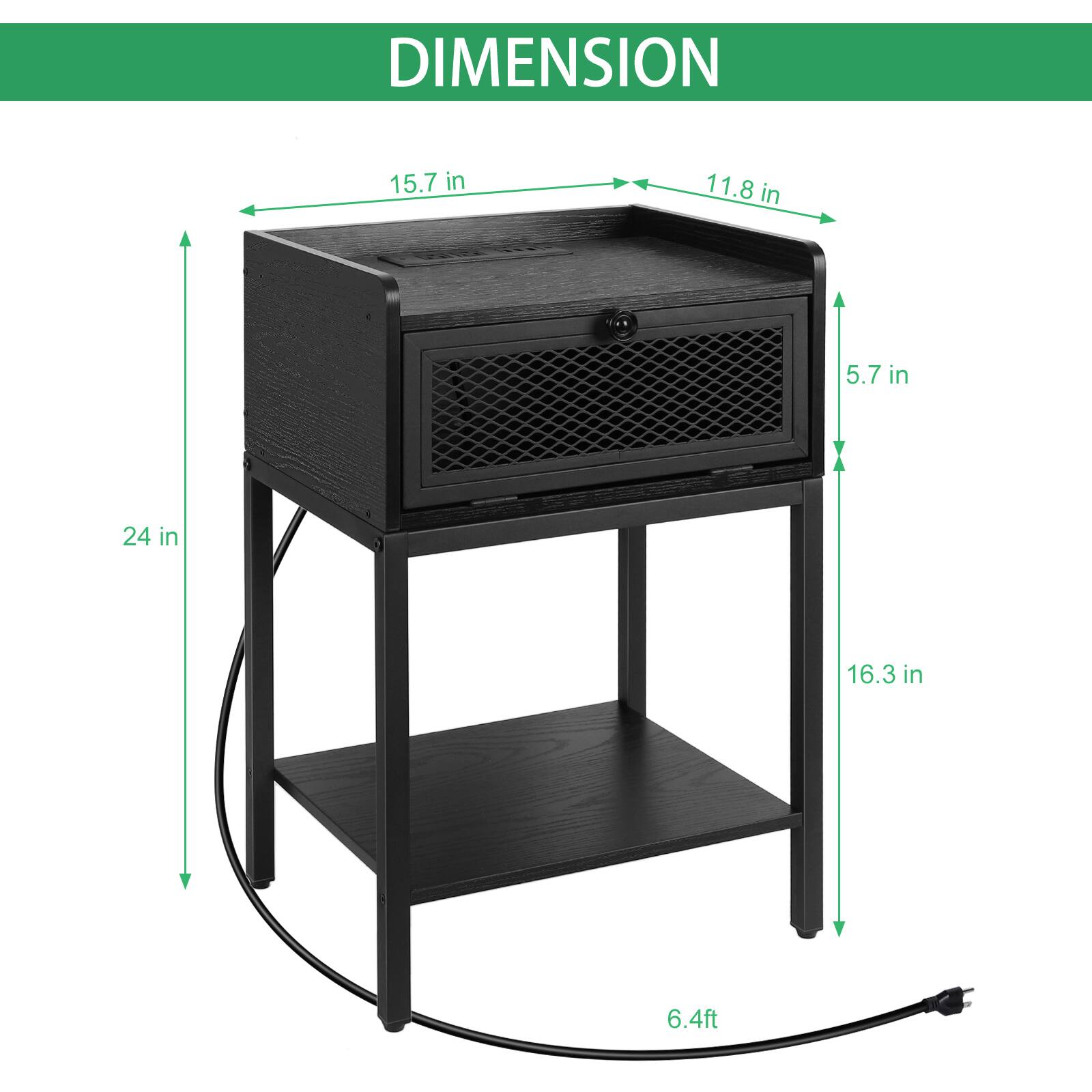 DIMENSION 15.7 in x 11.8 in x 5.7 in x 24 in x 16.3 in x 6.4 ft