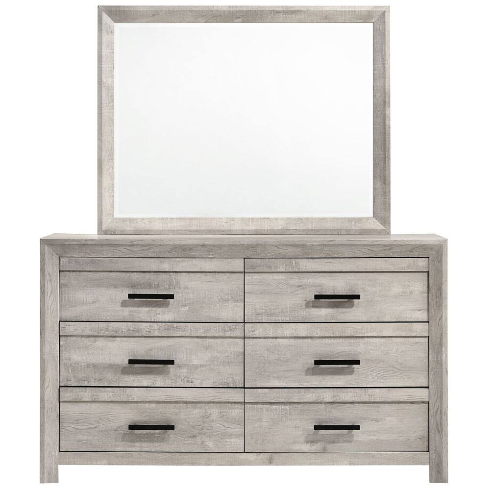 Back. Elements - Eleanor Mirror in Distressed - White - Distressed white wood finish.