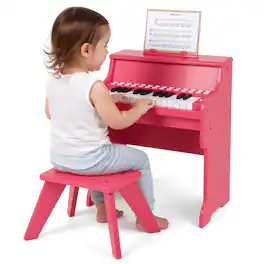Costway - 25 Keys Digital Piano with Music Stand Stool Lighted Keys Teaching Mode for 3+ Kids - Pink