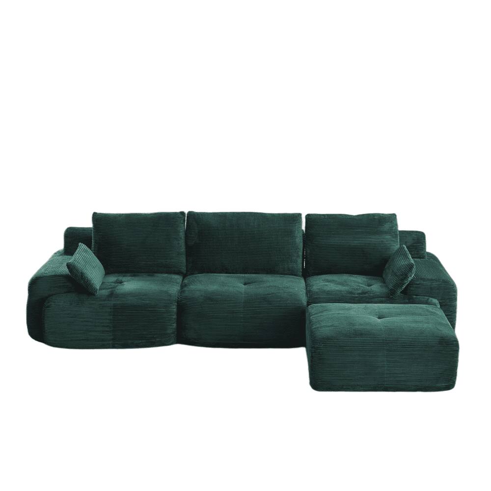 Alt View 9. Kadyn - Modern Memory Foam Compressed Sofa, Large Pet-Friendly Sectional Couches, Corduroy Fabric, Green - Green.