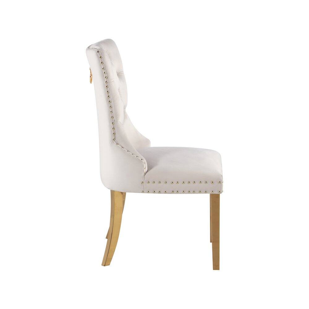 Alt View 2. Meridian Furniture - Carmen Cream Velvet Dining Chairs, Set of 2 - Beige.