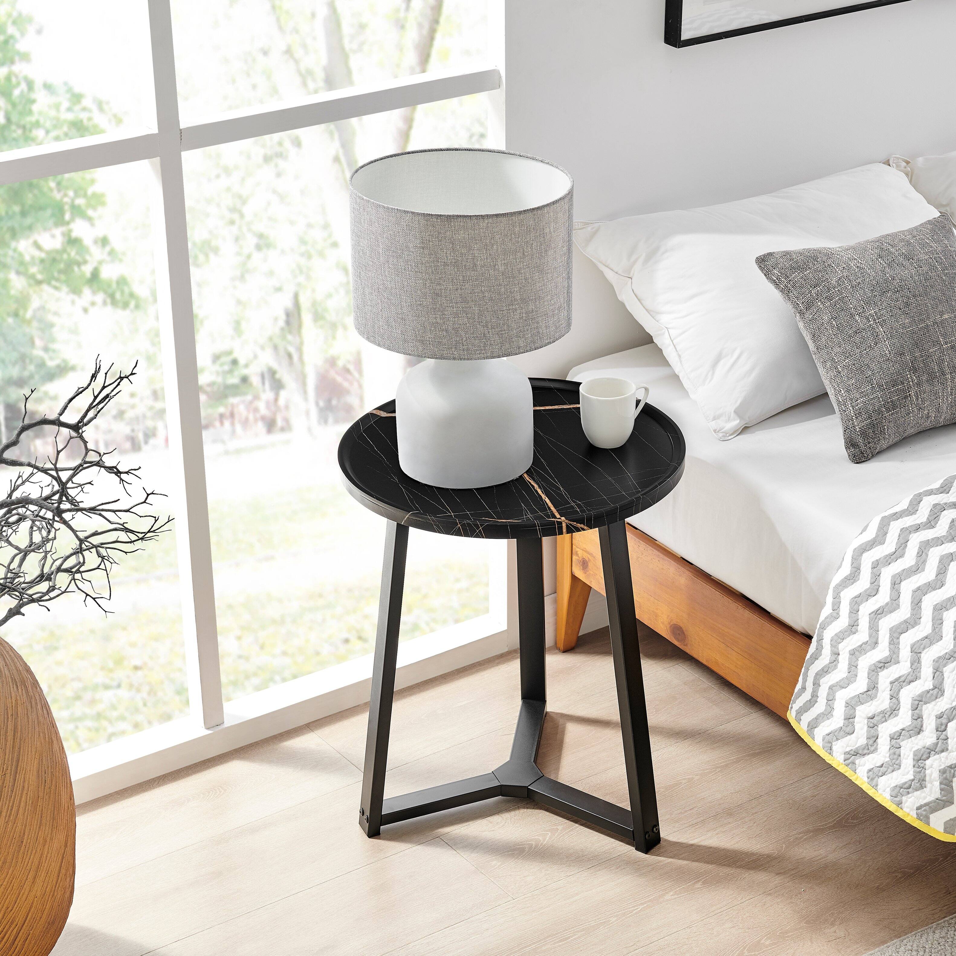 Alt View 2. Danya B - Harper Round Side Accent Table - Black Marble/Black - Black Marble/Black.
