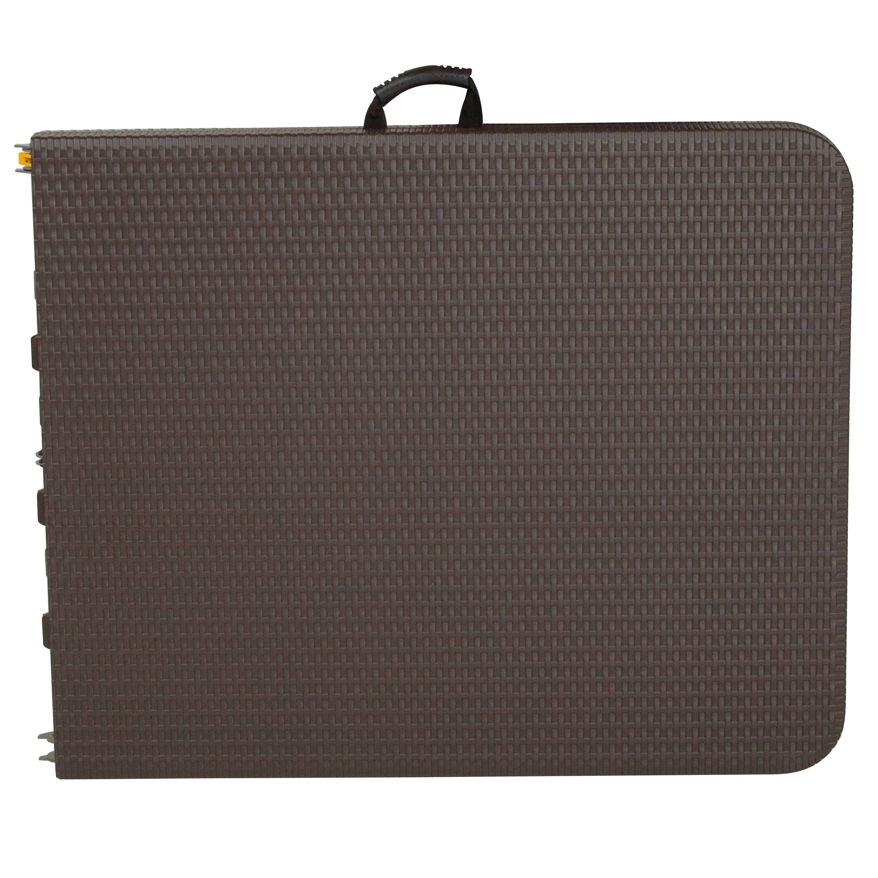 Alt View 5. Emma + Oliver - 6-Foot Bi-Fold Rattan Plastic Folding Table - Brown.