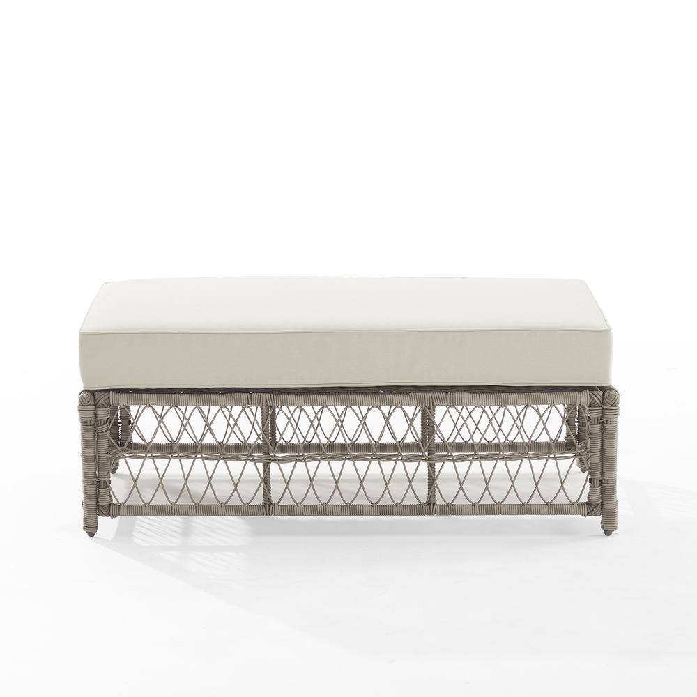 Alt View 4. Crosley Furniture - Thatcher Wicker Outdoor Coffee Table Ottoman - Creme.