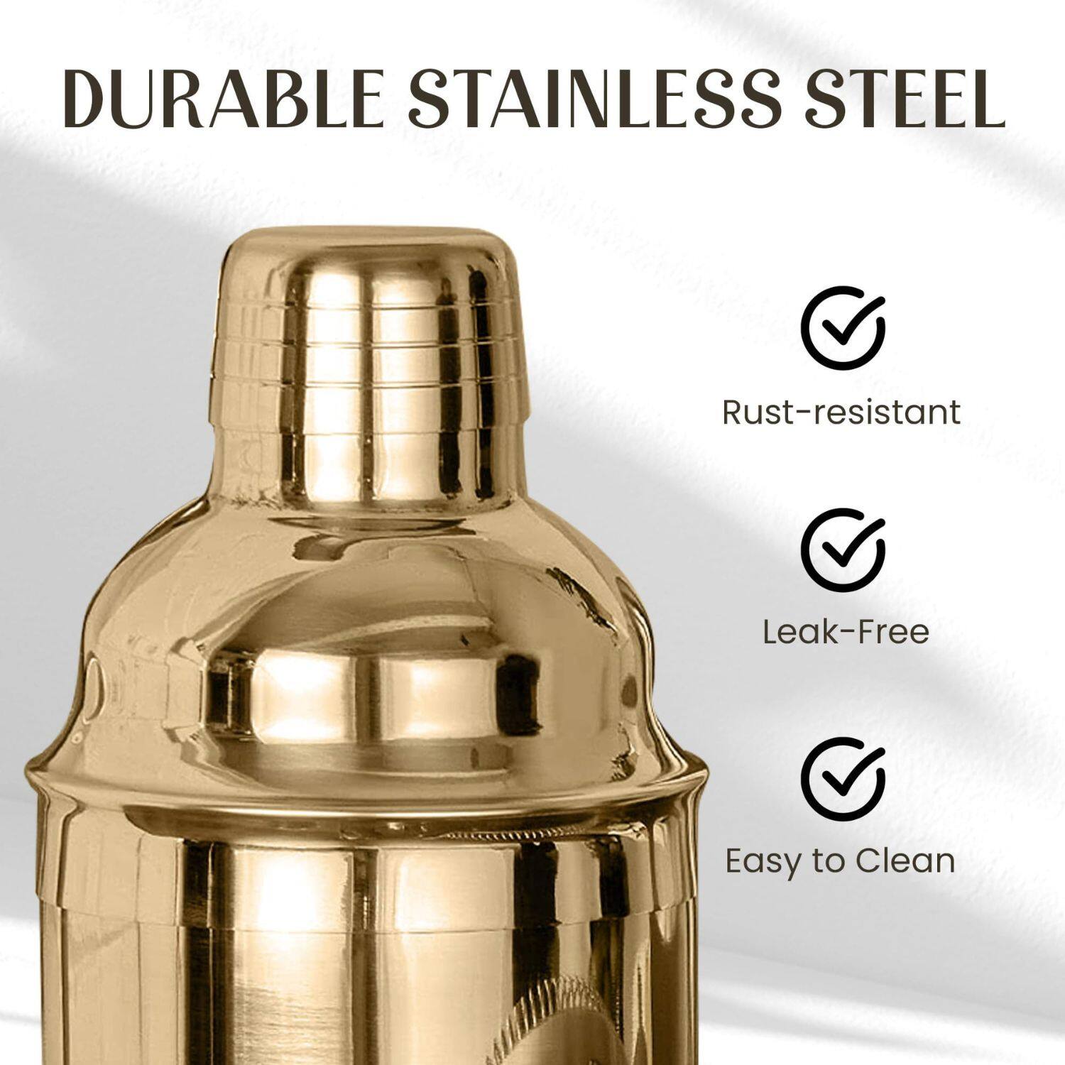 DURABLE STAINLESS STEEL

- Rust-resistant
- Leak-Free
- Easy to Clean
