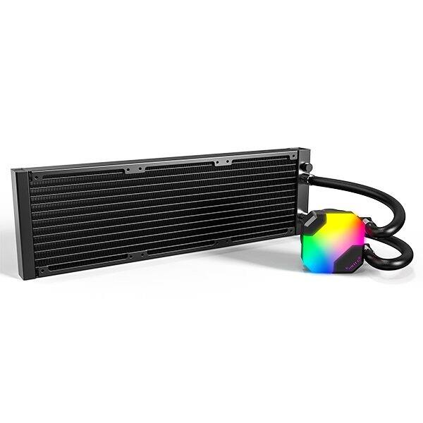 Left. Montech - MONTECH HyperFlow ARGB 360 AIO Cooler - Intel LGA 1851/1700, AMD AM5/AM4, 3100RPM Pump, 3x ARGB Fans - Black - Black.