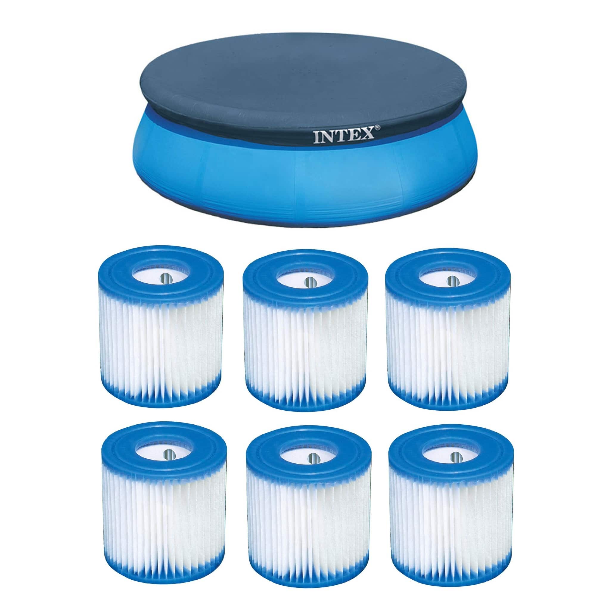 Intex - 8' Above Ground Pool Vinyl Cover Tarp & Type H Easy Set Filter (6 Pack) price history on PriceWatchPro