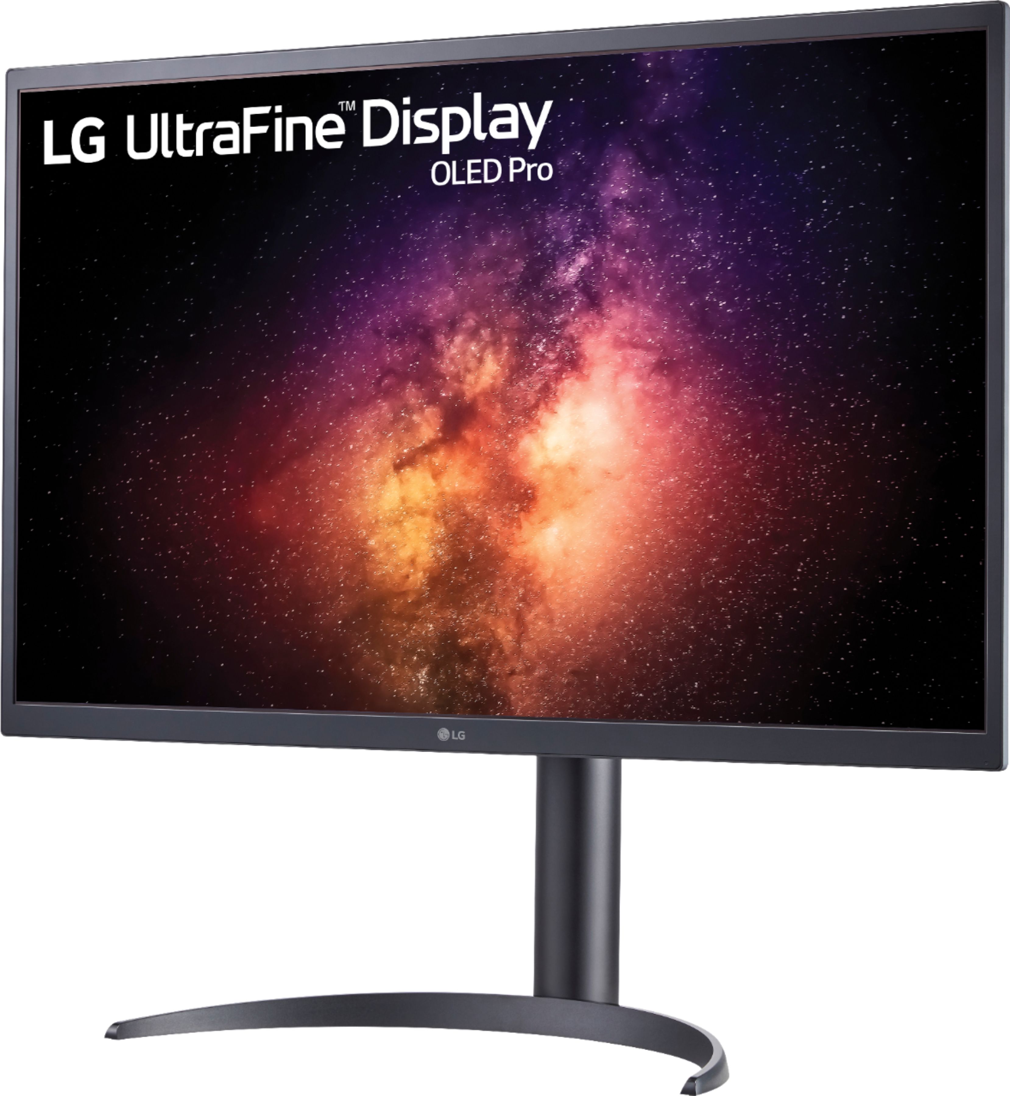 Left View: LG - Geek Squad Certified Refurbished 32" IPS LED 4K UHD Monitor with HDR (HDMI, DisplayPort) - Black