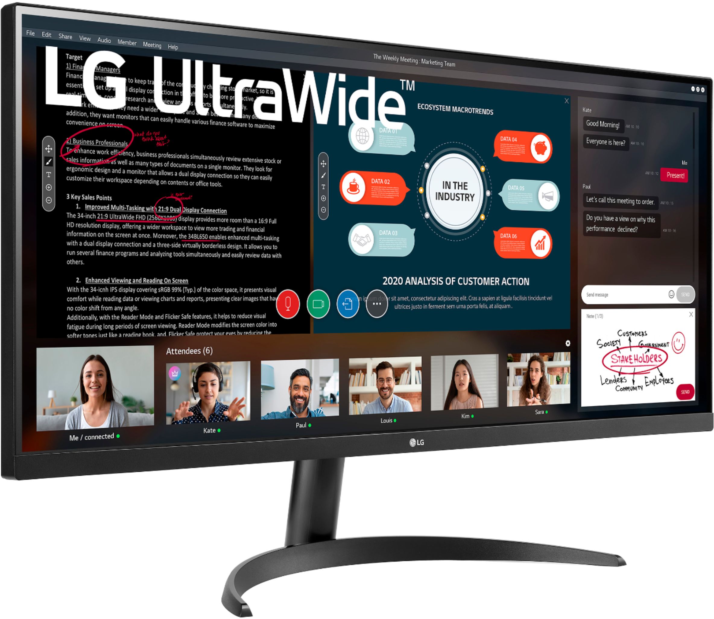 Angle View: LG - Geek Squad Certified Refurbished 34" IPS LED UltraWide FHD FreeSync Monitor with HDR