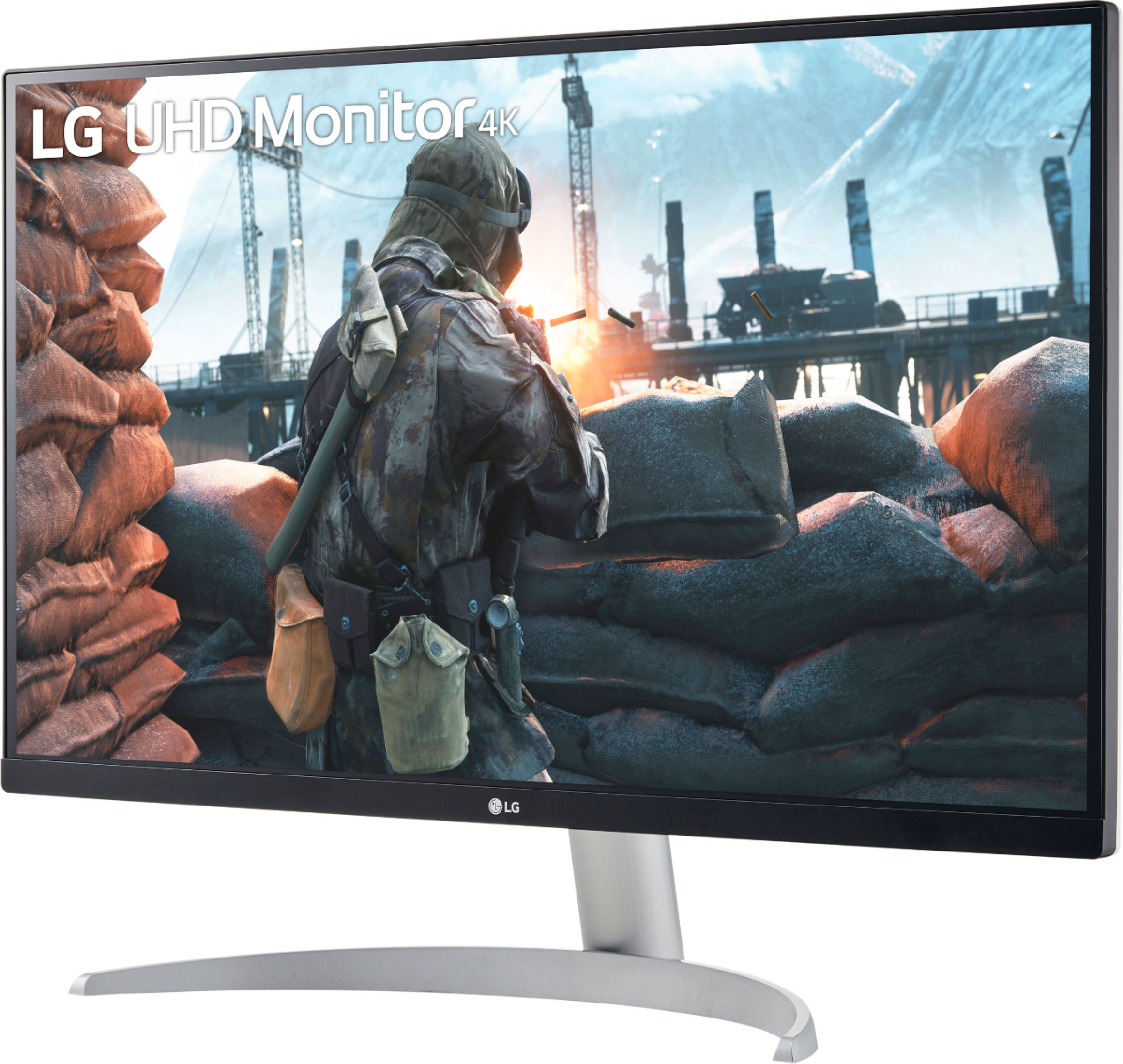 Left View: LG - Geek Squad Certified Refurbished 27" IPS LED 4K UHD FreeSync Monitor with HDR