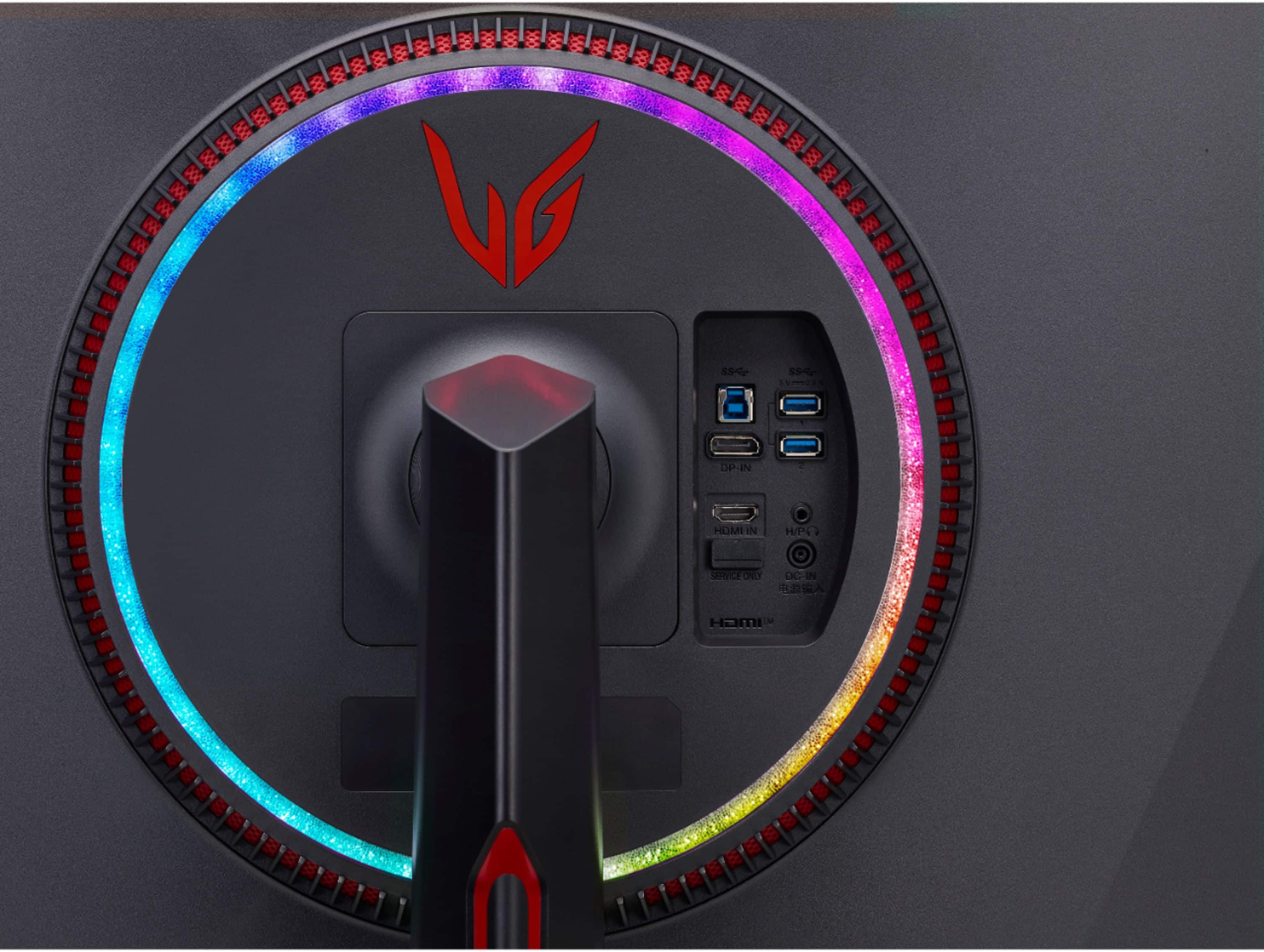 Back. LG - Geek Squad Certified Refurbished UltraGear 34" IPS LED Curved G-SYNC Ultimate Monitor with HDR (HDMI, DisplayPort) - Black.