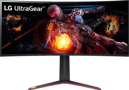 LG - Geek Squad Certified Refurbished UltraGear 34" IPS LED Curved G-SYNC Ultimate Monitor with HDR (HDMI, DisplayPort) - Black