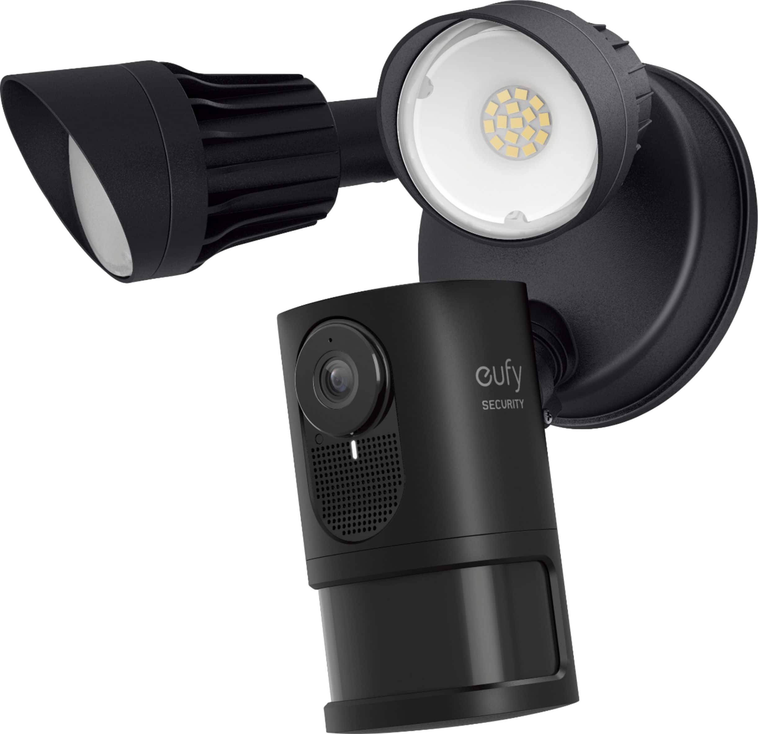 Front. eufy Security - Outdoor Wired 2K Floodlight Surveillance Camera - Black.