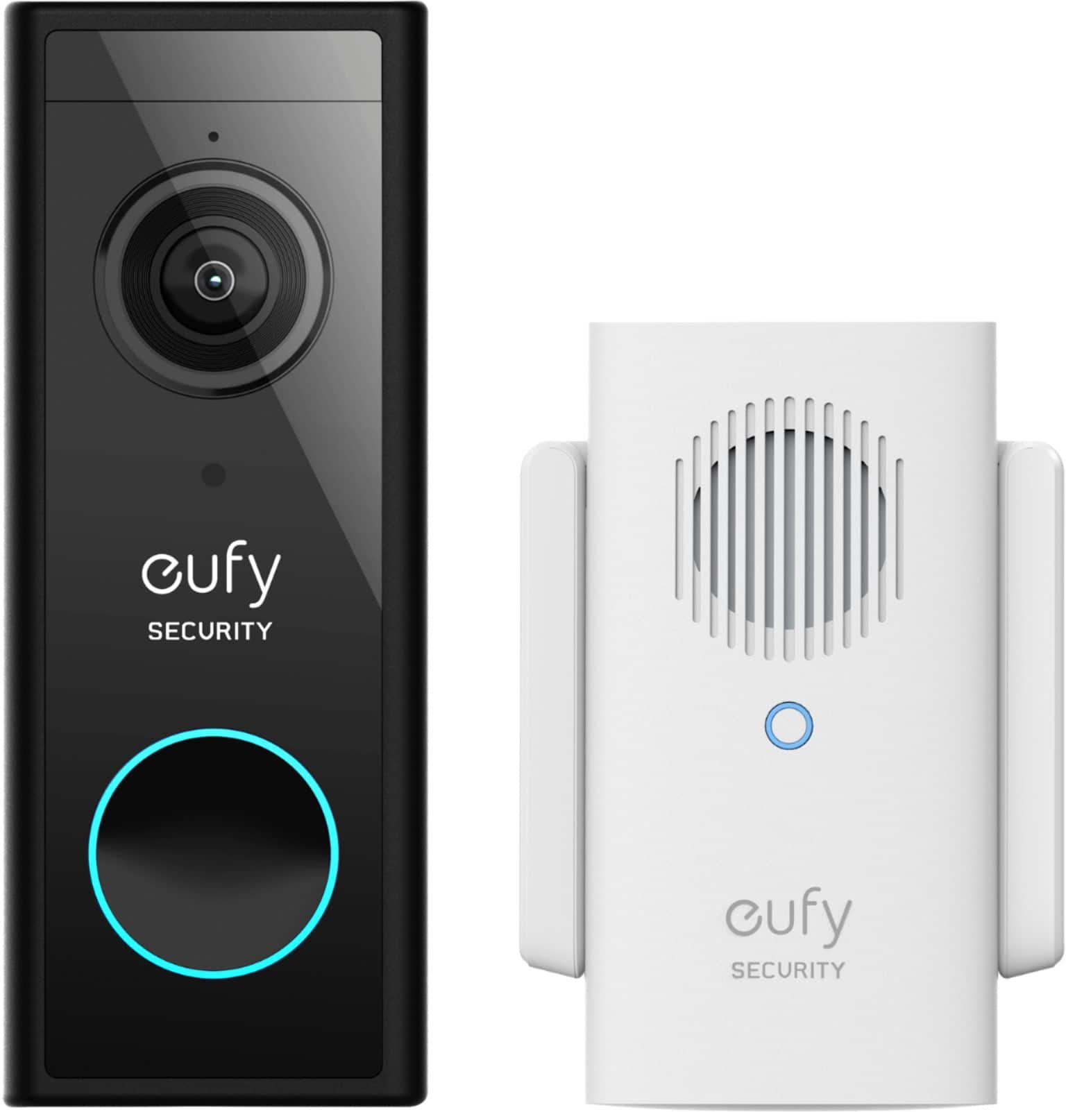 Front. eufy Security - Smart Wi-Fi Video Doorbell 2K Battery Operated/Wired with Chime - White/Black.