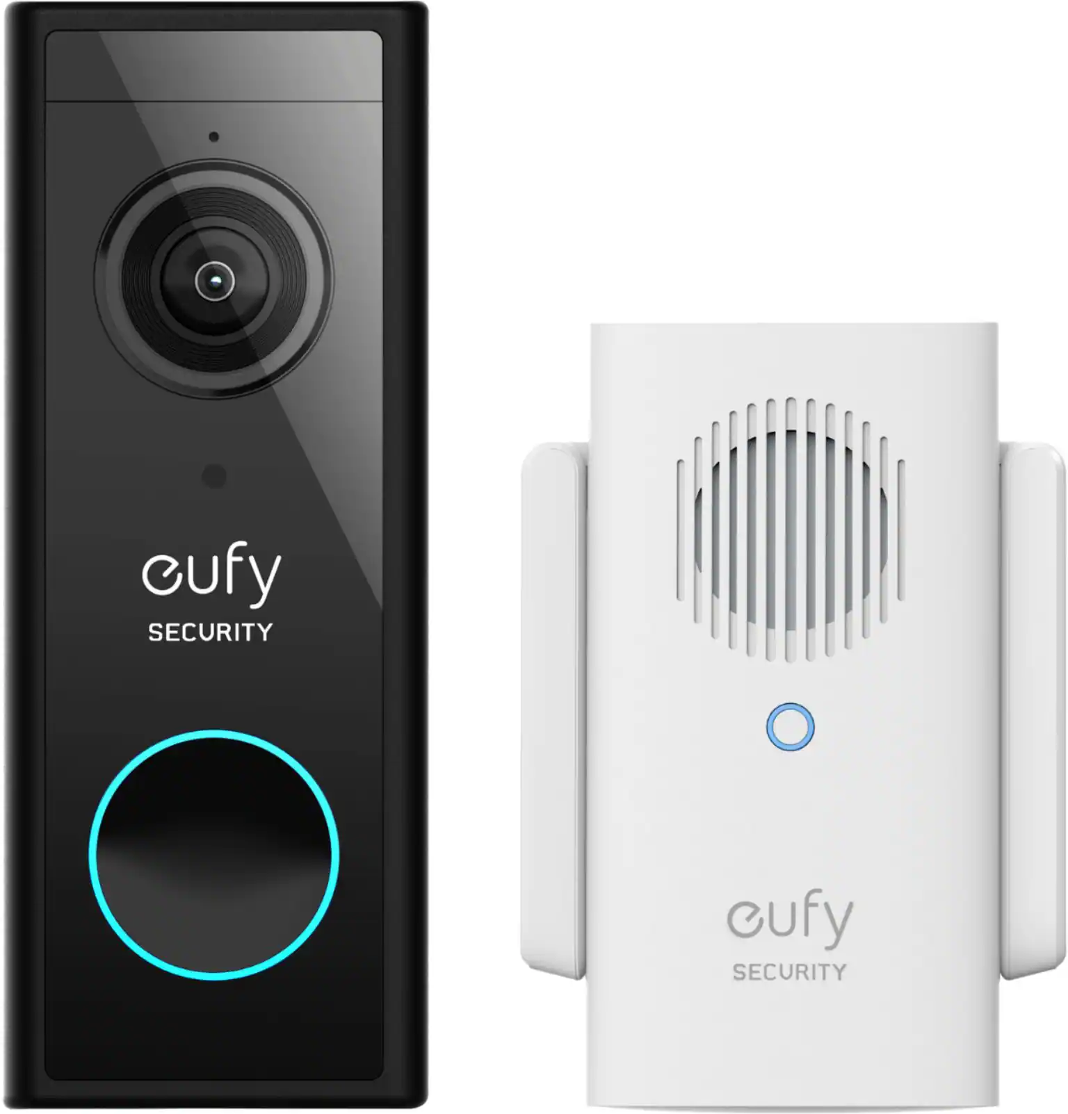 Front. eufy Security - Smart Wi-Fi Video Doorbell 2K Battery Operated/Wired with Chime - White/Black.