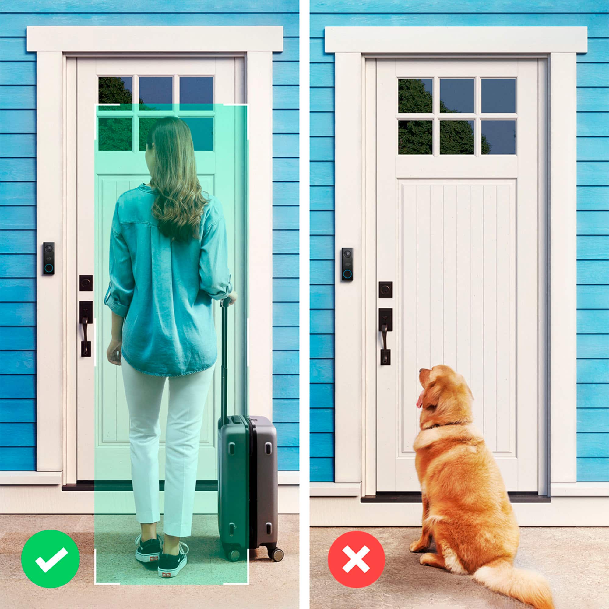 Left. eufy Security - Smart Wi-Fi Video Doorbell 2K Battery Operated/Wired with Chime - White/Black.