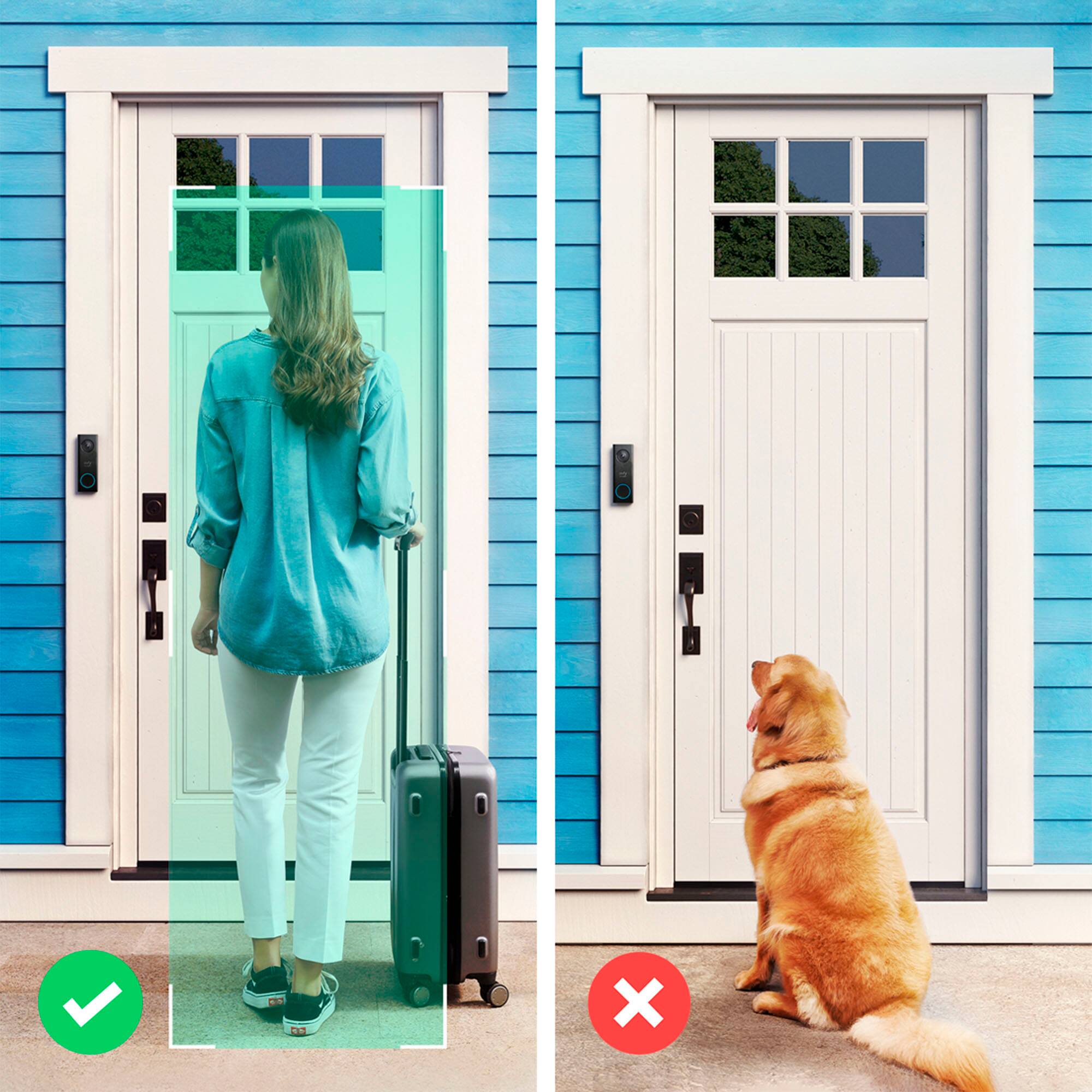 Left. eufy Security - Smart Wi-Fi Video Doorbell 2K Battery Operated/Wired with Chime - White/Black.