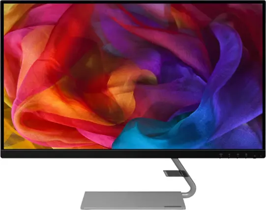 Front. Lenovo - Geek Squad Certified Refurbished Q27q-1L 27" IPS LED QHD FreeSync Monitor (DisplayPort, HDMI) - Black.