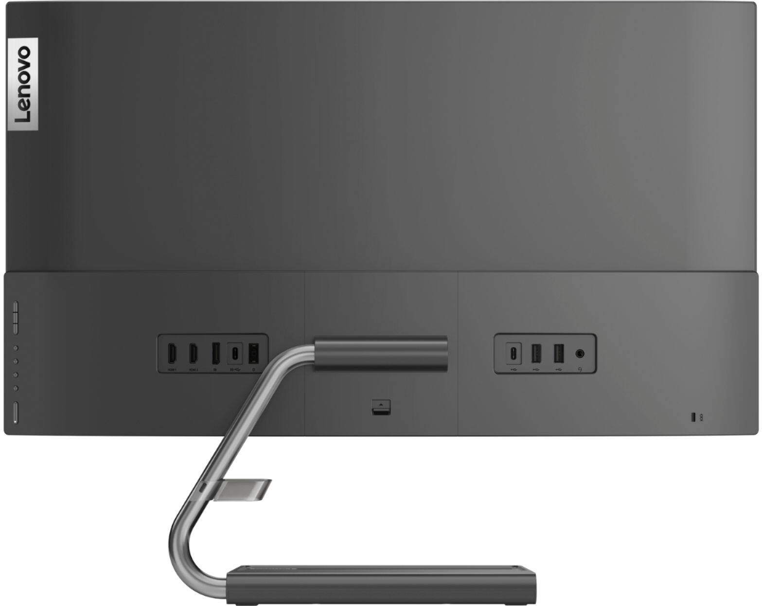 Back View: Lenovo - Geek Squad Certified Refurbished Qreator 27 27" IPS LED UHD FreeSync Monitor In-Panel Speakers Wireless Charging - Black