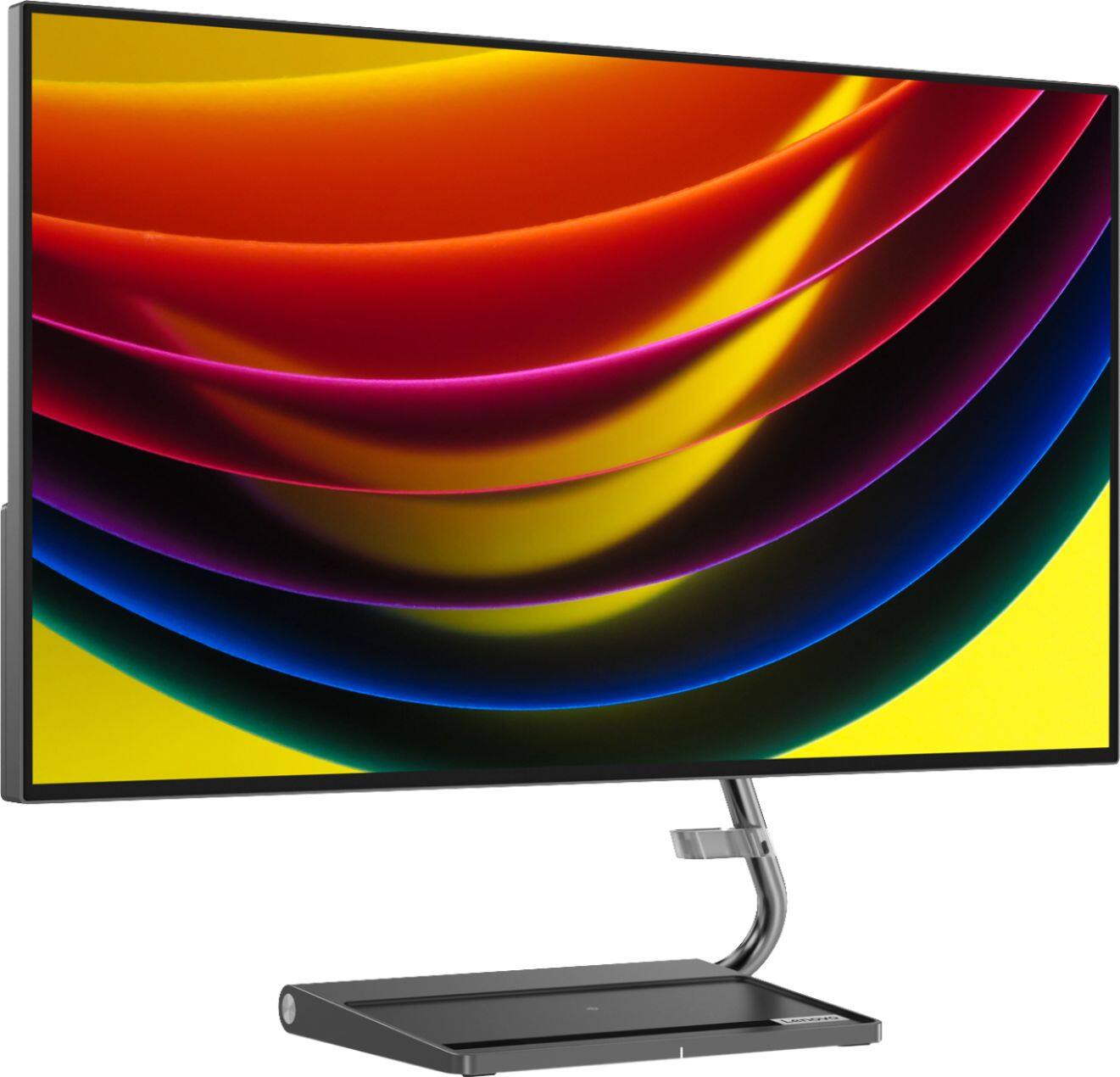 Angle. Lenovo - Geek Squad Certified Refurbished Qreator 27 27" IPS LED UHD FreeSync Monitor In-Panel Speakers Wireless Charging - Black.