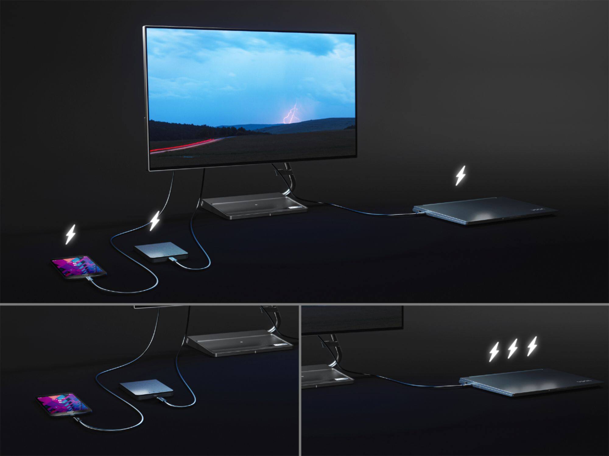 Alt View 19. Lenovo - Geek Squad Certified Refurbished Qreator 27 27" IPS LED UHD FreeSync Monitor In-Panel Speakers Wireless Charging - Black.