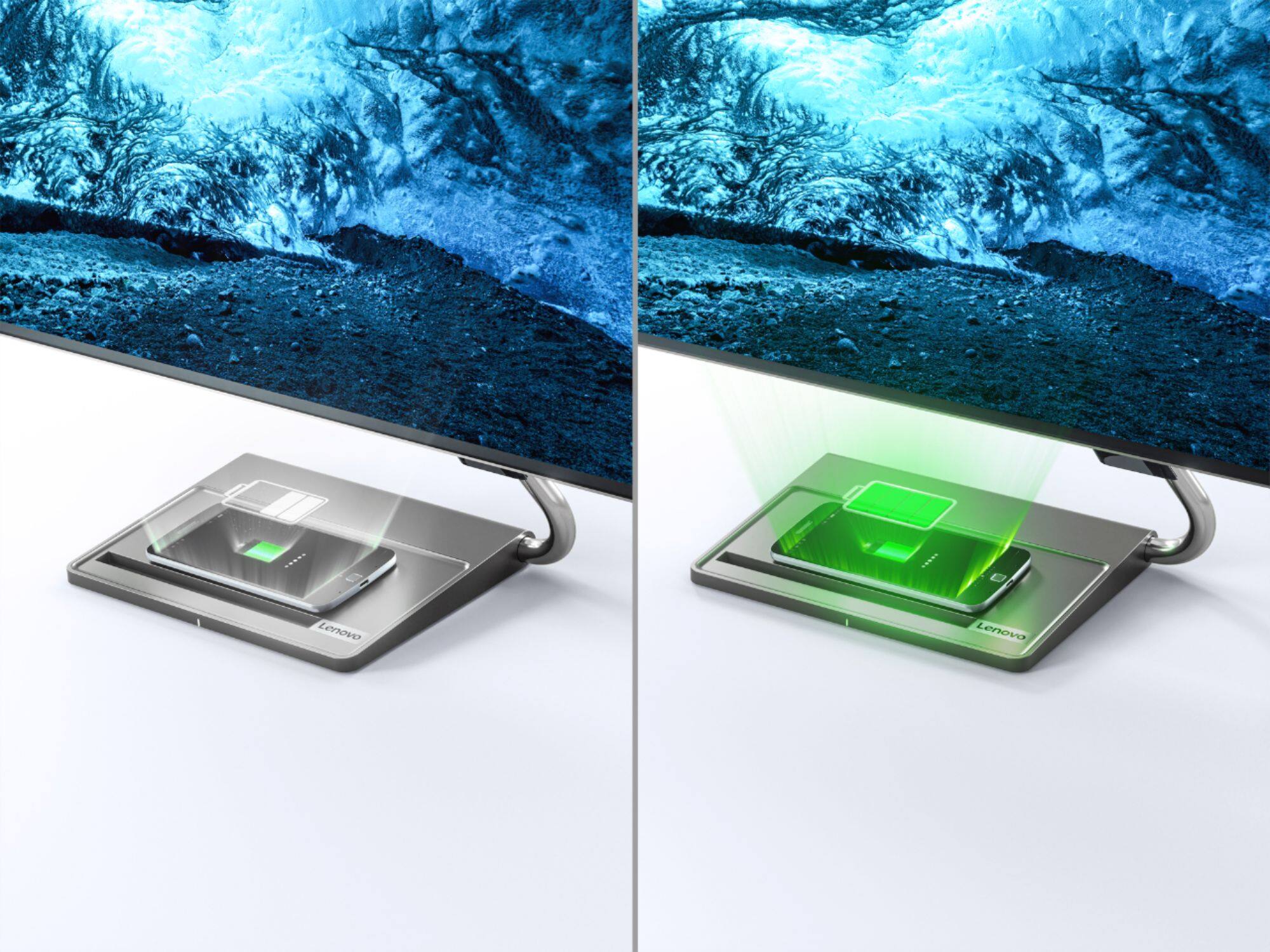 Alt View 26. Lenovo - Geek Squad Certified Refurbished Qreator 27 27" IPS LED UHD FreeSync Monitor In-Panel Speakers Wireless Charging - Black.