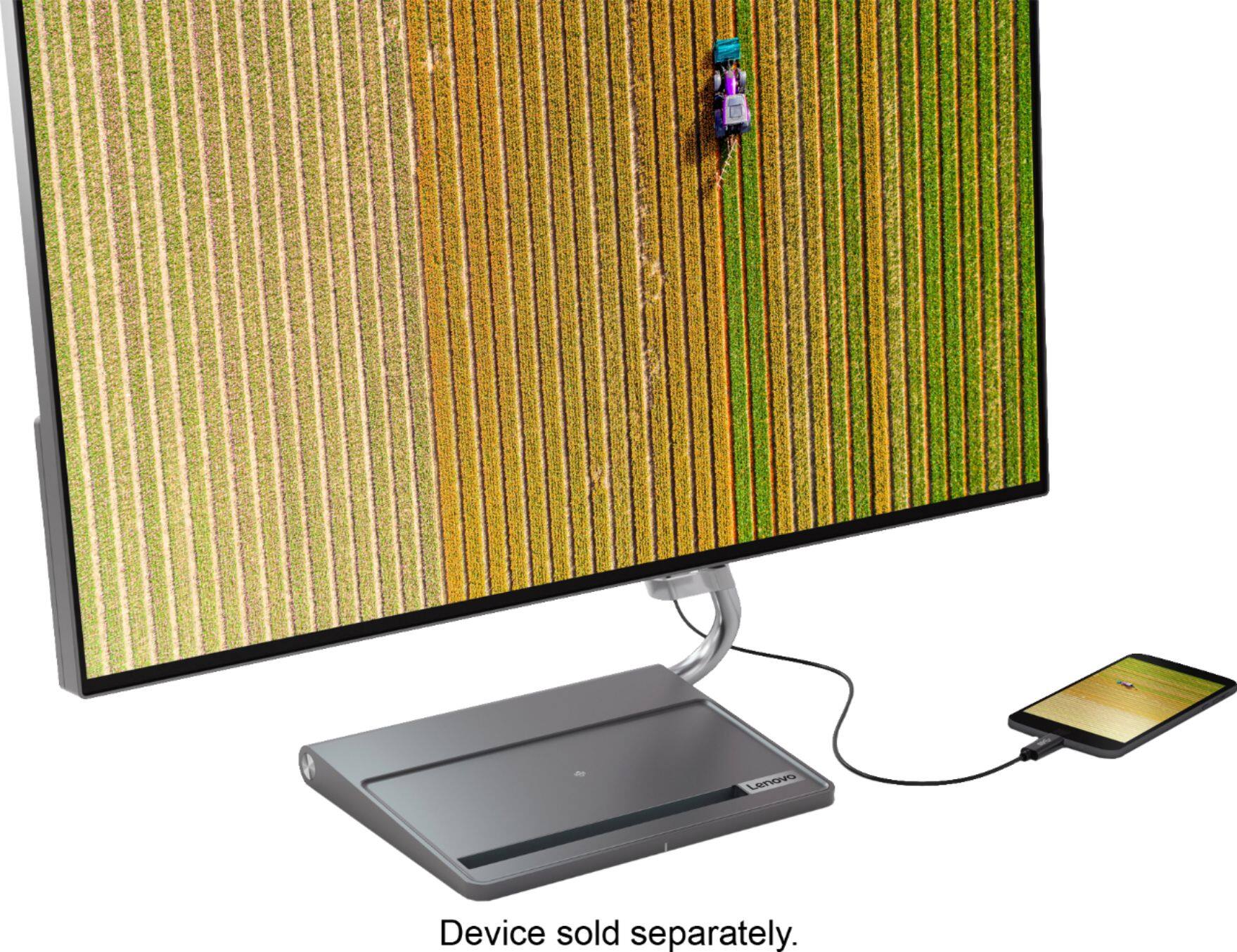 Alt View 27. Lenovo - Geek Squad Certified Refurbished Qreator 27 27" IPS LED UHD FreeSync Monitor In-Panel Speakers Wireless Charging - Black.