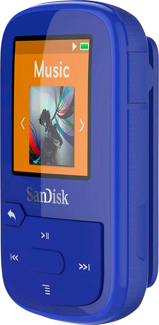Left View: SanDisk - Clip Sport Plus 32GB MP3 Player - Blue