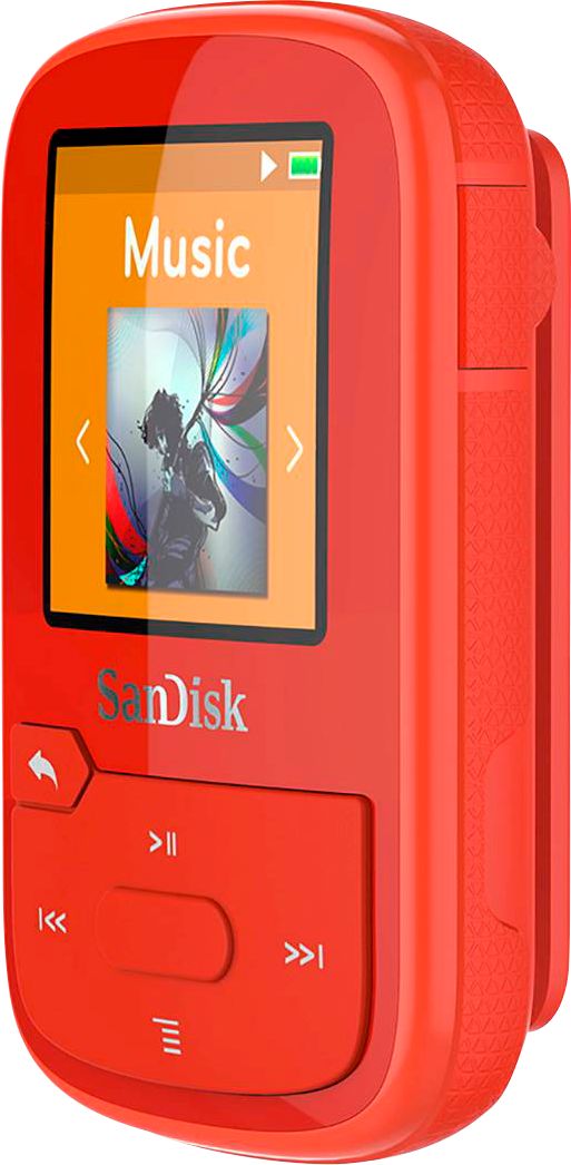 Left View: SanDisk - Clip Sport Plus 32GB MP3 Player - Red