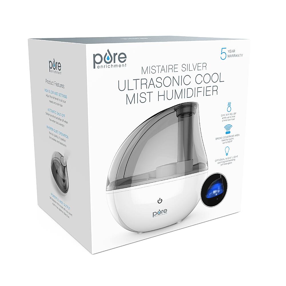 Alt View 16. Pure Enrichment - MistAir Silver 0.4 Gal. Ultrasonic Cool Mist Humidifier - White.