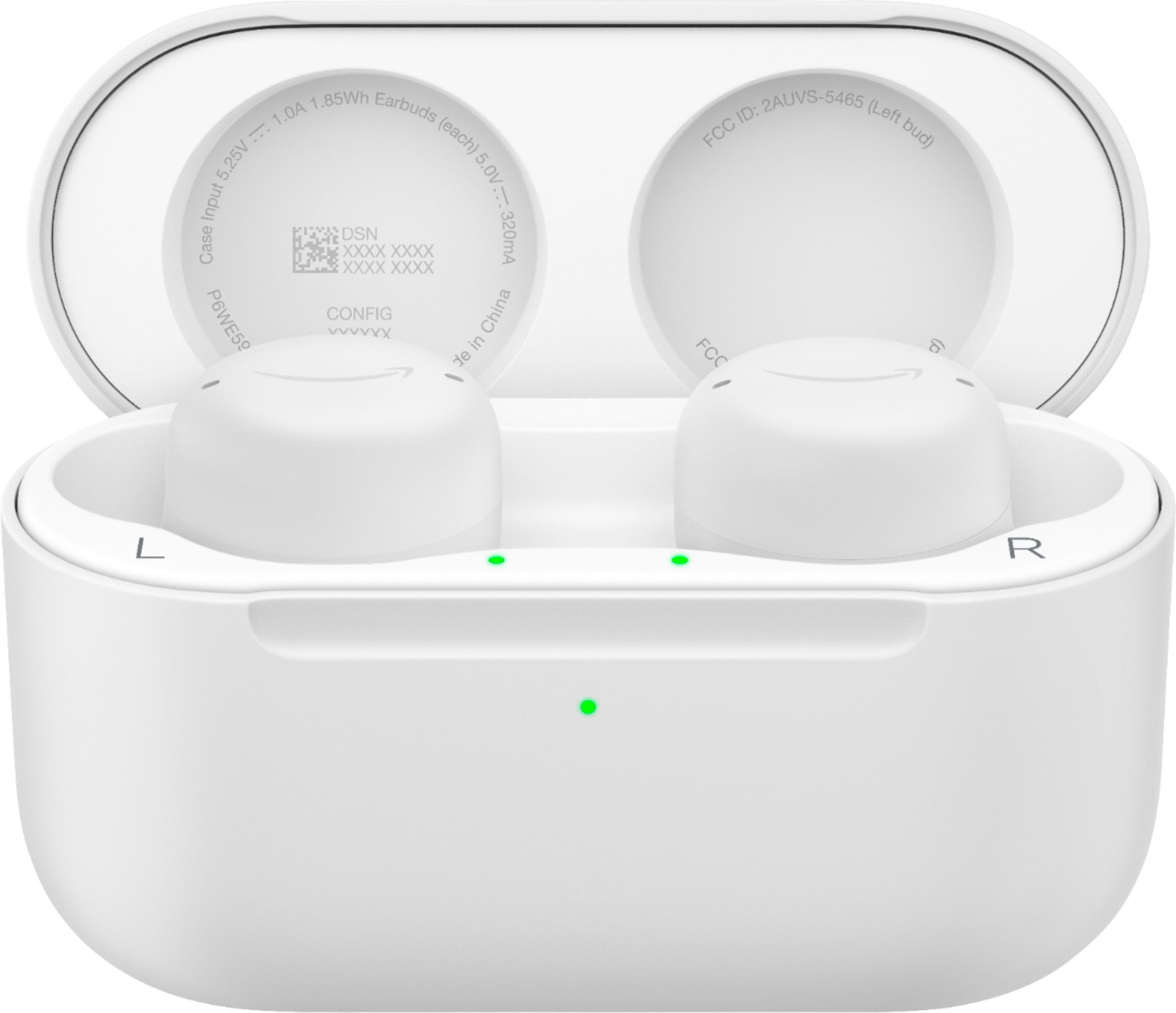 Left View: Amazon - Echo Buds (2nd Gen) True Wireless Noise Cancelling In-Ear Headphones with Wireless Charging Case - WHITE