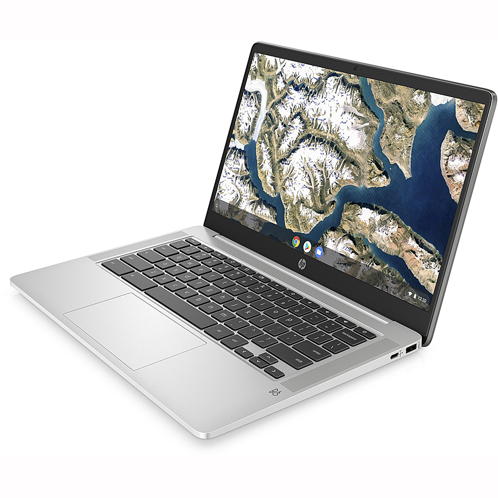 Angle View: HP - 14" Chromebook - Intel Celetron N4000 - 4GB - 32GB eMMC