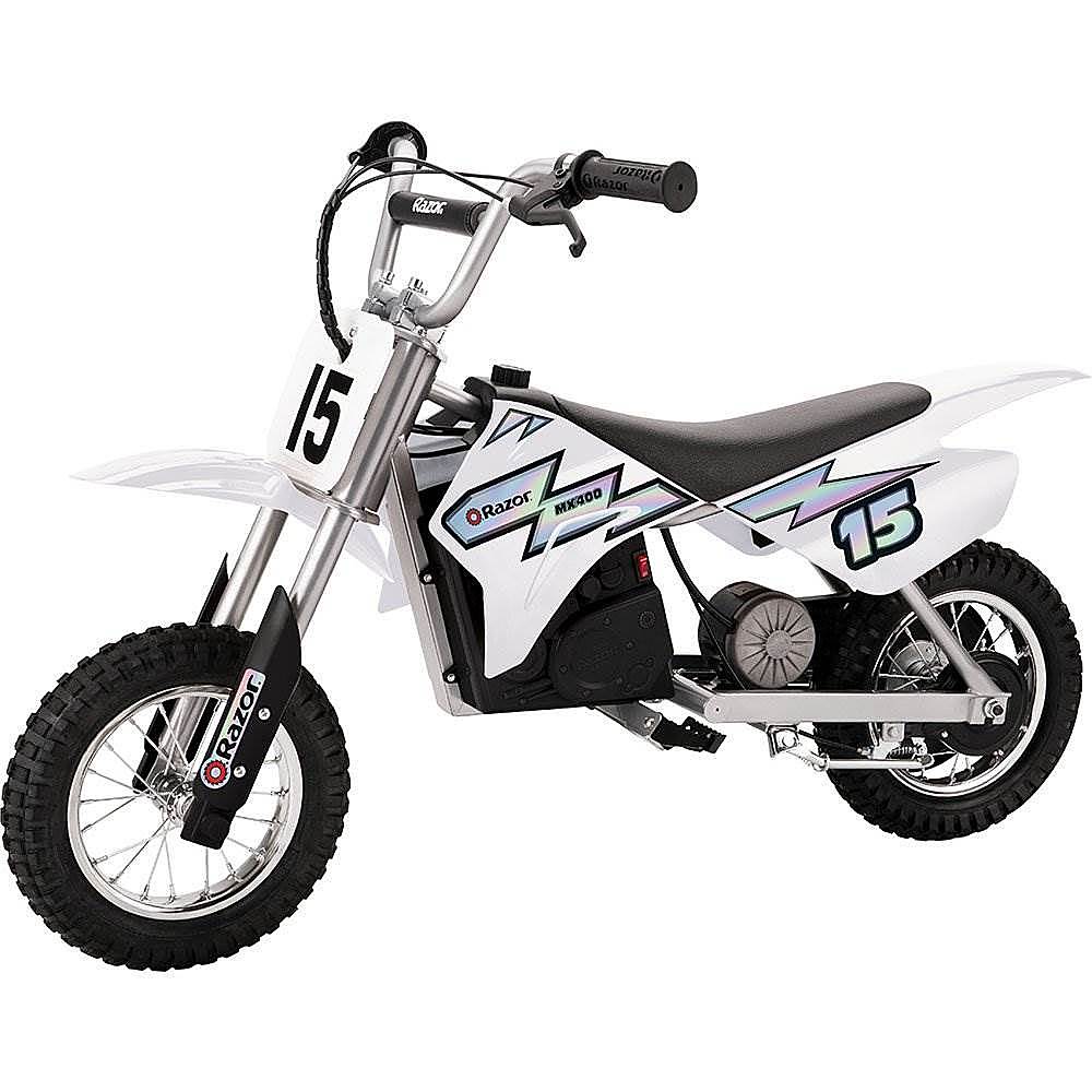 Left View: Razor - MX400 & MX650 Electric Toy Motocross Motorcycle Dirt Bike - White