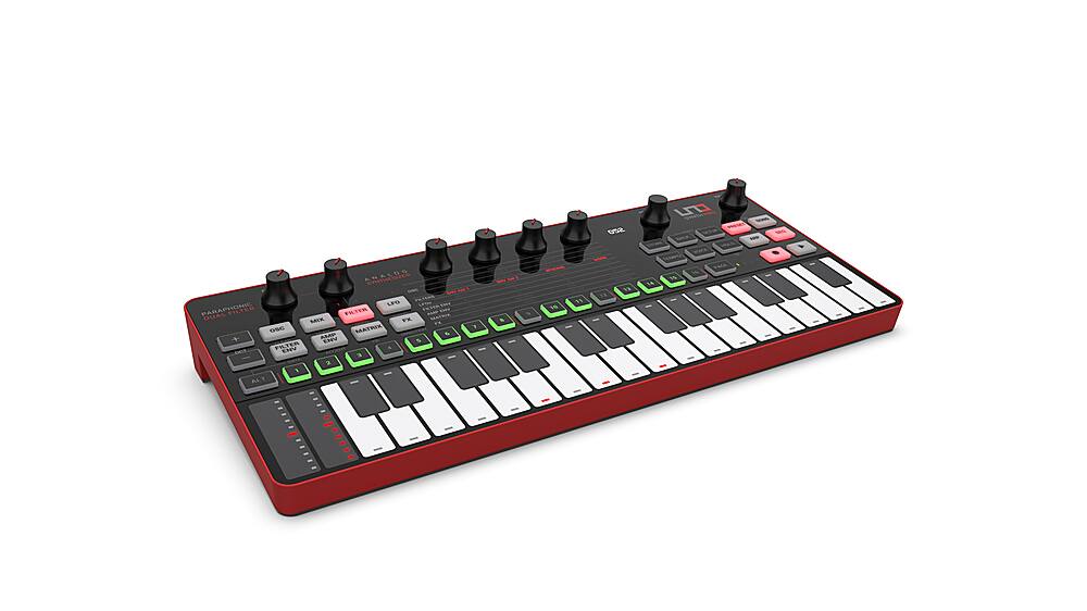 Left View: IK Multimedia - UNO Synth Pro Desktop - Black & Red