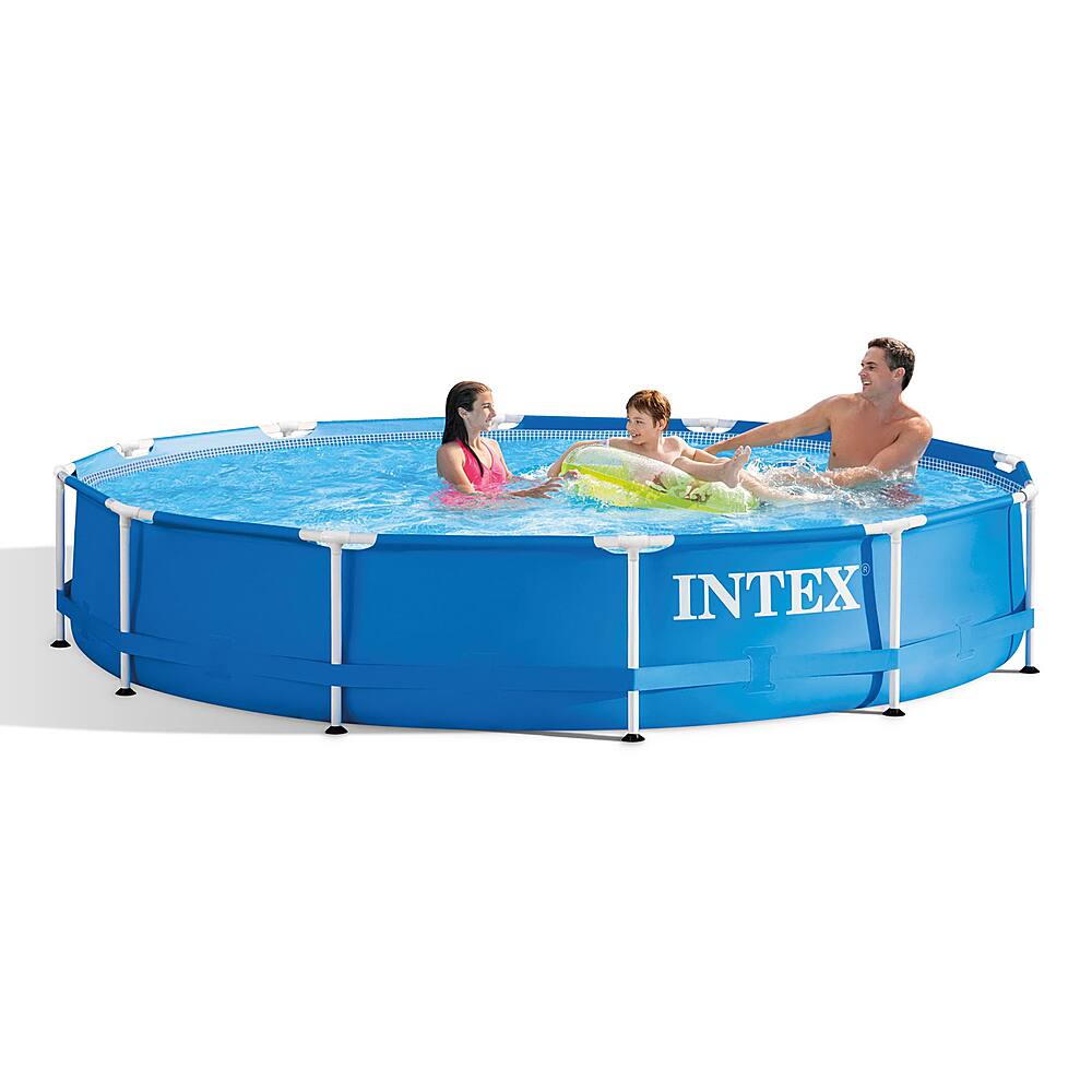 Best Buy: Intex Metal Frame Round Above Ground Swimming Pool with Pump ...