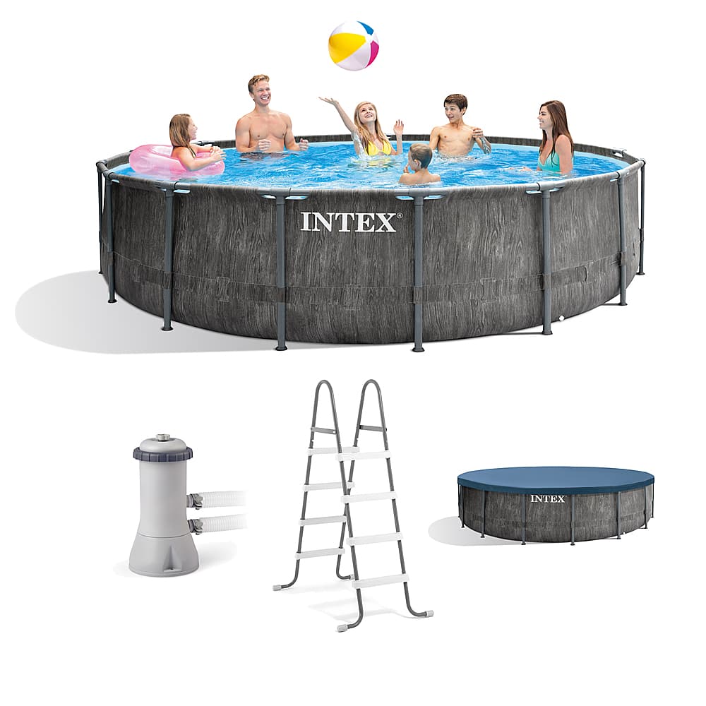 Intex - Steel Frame Pool w/ Cover, Ladder, & Pump