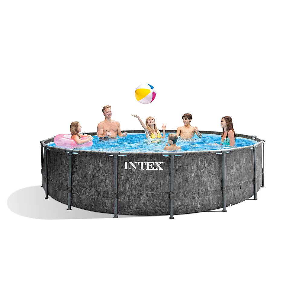 Alt View 14. Intex - Steel Frame Pool w/ Cover, Ladder, & Pump.