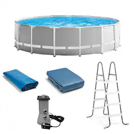 Intex - Above Ground Pool Set w/ Ladder & Cover