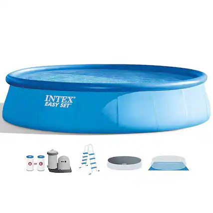 Alt View 11. Intex - 18' x 48" Inflatable Round Above Ground Pool Set.