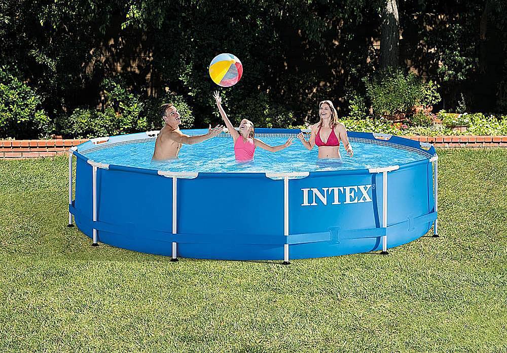 Alt View 15. Intex - Metal Frame Above Ground Swimming Pool with Filter and Cover - Blue.