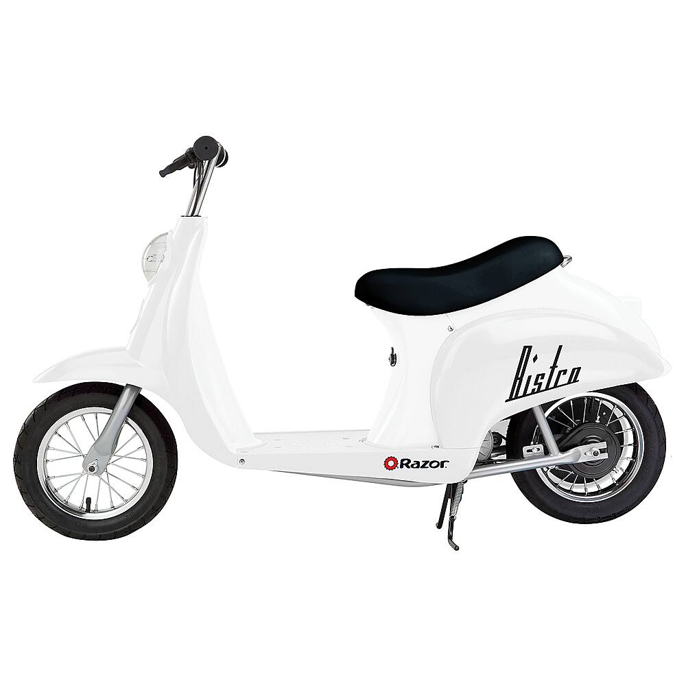 Front. Razor - Pocket Mod Miniature Euro 24V Electric Kids Ride On Retro Scooter - White.